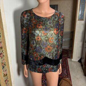 Stunning 1920's Rainbow Lame with Black Silk Velvet trim Blouse